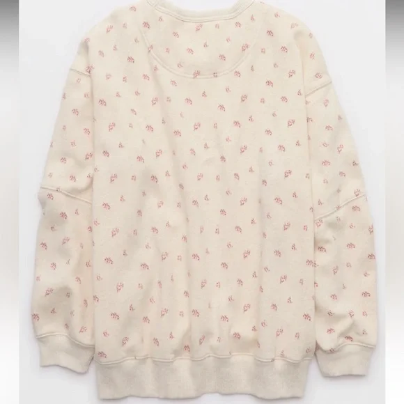 Aerie Cream Top with Pink Floral Design - Picture 2 of 4